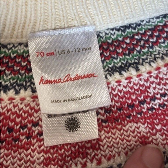 Hanna Andersson White and Red Reindeer Knit Footie 6-12M - Picture 7 of 8